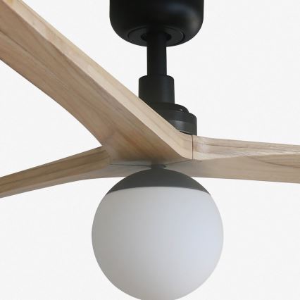 FARO 34282WT-11L - Deckenventilator KLIM L 1xE27/15W/230V Kiefer/Schwarz Ø 150 cm Wi-Fi Tuya + Fernbedienung