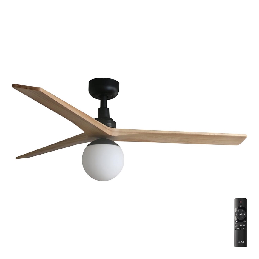 FARO 34283-11L - Deckenventilator KLIM M 1xE27/15W/230V Kiefer/schwarz d 125 cm + Fernbedienung