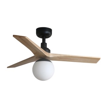 FARO 34284-11L - Deckenventilator KLIM S 1xE27/15W/230V Holz/schwarz d 92,5 cm + Fernbedienung