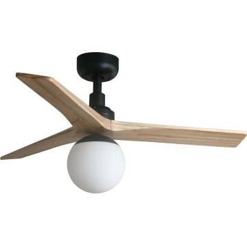 FARO 34284WT-11L - Deckenventilator KLIM S 1xE27/15W/230V Kiefer/schwarz d 92,5 cm Wi-Fi Tuya + Fernbedienung