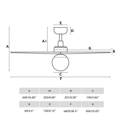 FARO 34284WT-11L - Deckenventilator KLIM S 1xE27/15W/230V Kiefer/Schwarz Ø 92,5 cm Wi-Fi Tuya + Fernbedienung