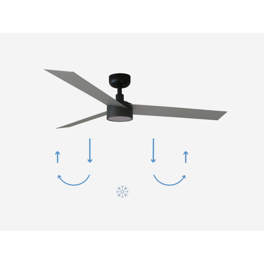 FARO 34286-1TW - Dimmbarer LED-Deckenventilator CRUISER L LED/18W/230V 2700/3000/4000K Ø 132 cm schwarz/grau + Fernbedienung