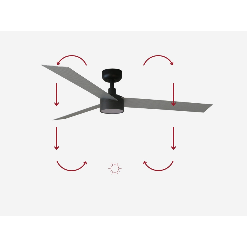FARO 34286-1TW - Dimmbarer LED-Deckenventilator CRUISER L LED/18W/230V 2700/3000/4000K Ø 132 cm schwarz/grau + Fernbedienung