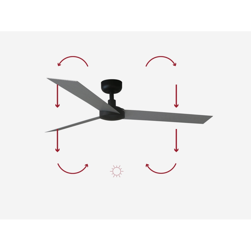 FARO 34286 - Deckenventilator CRUISER L schwarz d 132 cm + Fernbedienung