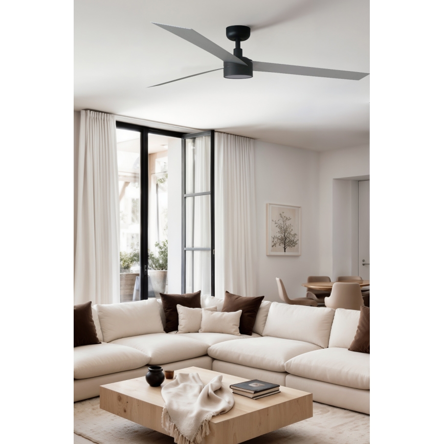FARO 34287WT1S - Dimmbarer LED-Deckenventilator CRUISER XL LED/18W/230V 2700/3000/4000K Ø 160 cm grau/schwarz Wi-Fi Tuya + Fernbedienung