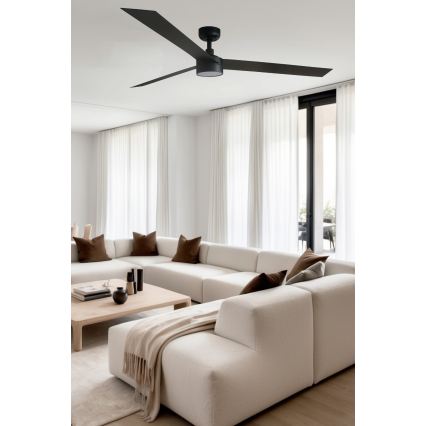 FARO 34293WT1S - LED-dimmbarer Deckenventilator CRUISER XL LED/18W/230V 2700/3000/4000K Ø 160 cm schwarz Wi-Fi Tuya + Fernbedienung