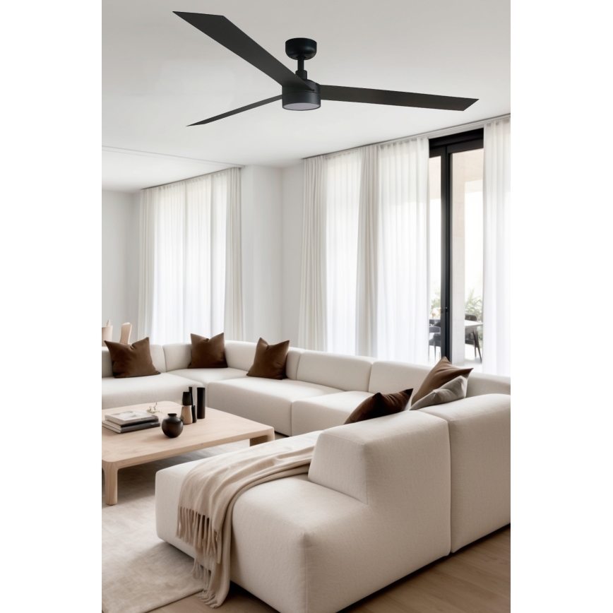 FARO 34293WT1S - LED-dimmbarer Deckenventilator CRUISER XL LED/18W/230V 2700/3000/4000K Ø 160 cm schwarz Wi-Fi Tuya + Fernbedienung