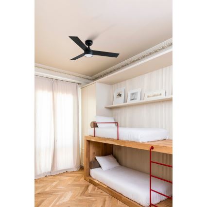 FARO 34296-1TW - Dimmbarer LED-Deckenventilator RUDDER S LED/18W/230V 2700/4000/6500K d 106 cm schwarz + Fernbedienung