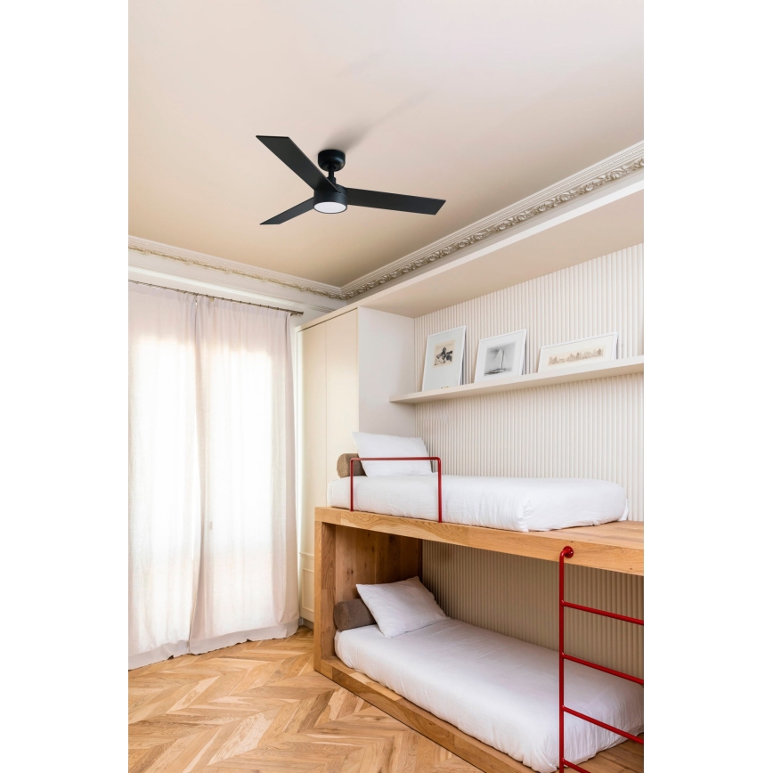 FARO 34296-1TW - Dimmbarer LED-Deckenventilator RUDDER S LED/18W/230V 2700/4000/6500K d 106 cm schwarz + Fernbedienung