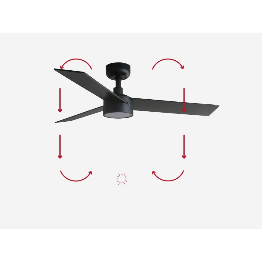 FARO 34296-1TW - Dimmbarer LED-Deckenventilator RUDDER S LED/18W/230V 2700/4000/6500K d 106 cm schwarz + Fernbedienung