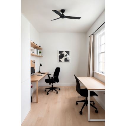 FARO 34296WT - Deckenventilator RUDDER S schwarz/braun d 106 cm Wi-Fi Tuya + Fernbedienung