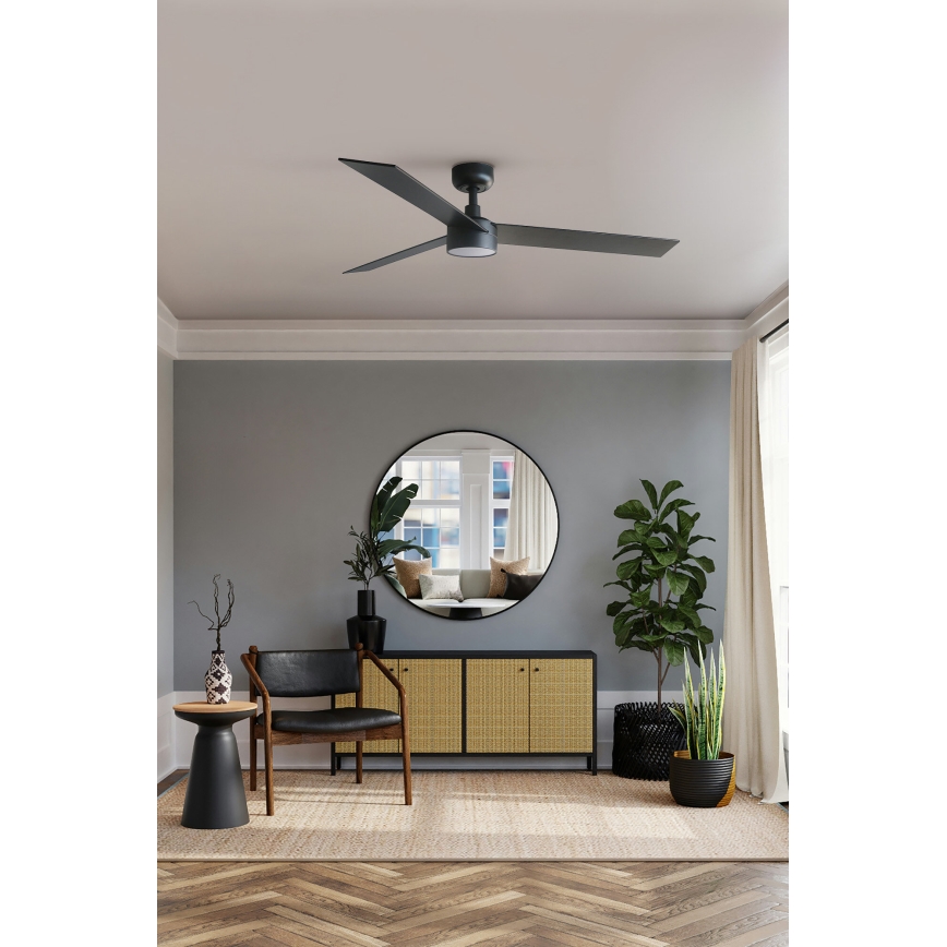 FARO 34298WT-1TW - Dimmbarer LED-Deckenventilator RUDDER L LED/18W/230V 2700/4350/6000K schwarz d 132 cm Wi-Fi Tuya + Fernbedienung