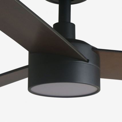 FARO 34298WT1S - LED-dimmbarer Deckenventilator RUDDER L LED/18W/230V 2700/3000/4000K Ø 132 cm braun/schwarz Wi-Fi Tuya + Fernbedienung