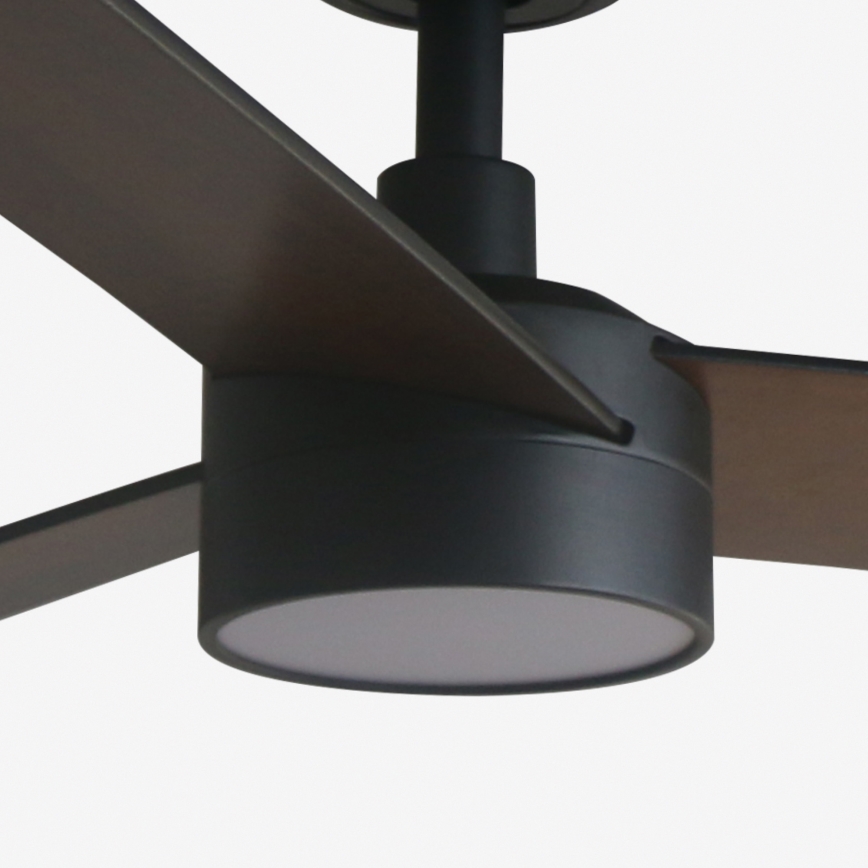 FARO 34298WT1S - LED-dimmbarer Deckenventilator RUDDER L LED/18W/230V 2700/3000/4000K Ø 132 cm braun/schwarz Wi-Fi Tuya + Fernbedienung