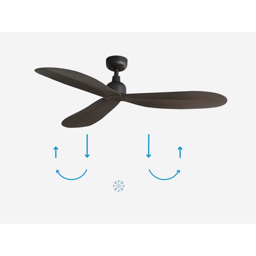 FARO 34301 - Deckenventilator PALMA braun d 129 cm IP44 + Fernbedienung