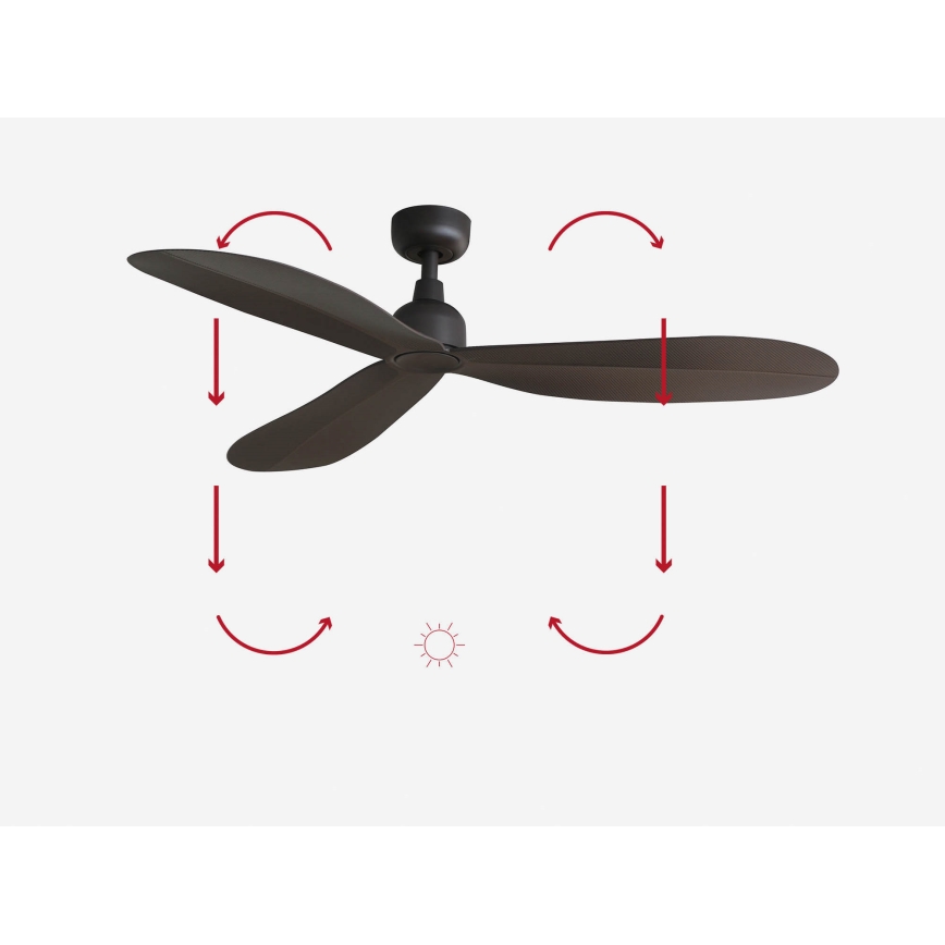 FARO 34301 - Deckenventilator PALMA braun d 129 cm IP44 + Fernbedienung