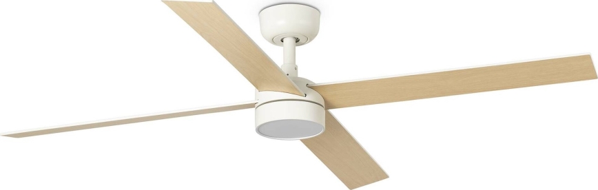 FARO 34355WT-1TW - Dimmbarer LED-Deckenventilator RUDDER L LED/18W/230V 2700/4350/6000K weiß/beige d 132 cm Wi-Fi Tuya + Fernbedienung