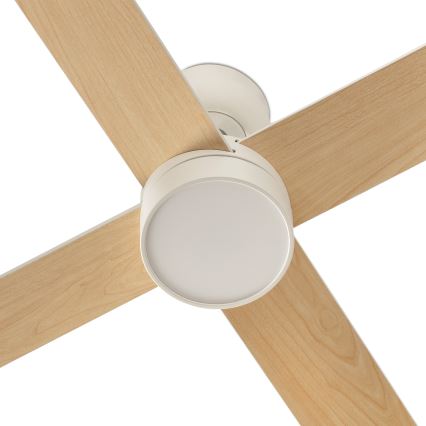 FARO 34355WT-1TW - Dimmbarer LED-Deckenventilator RUDDER L LED/18W/230V 2700/4350/6000K weiß/beige d 132 cm Wi-Fi Tuya + Fernbedienung
