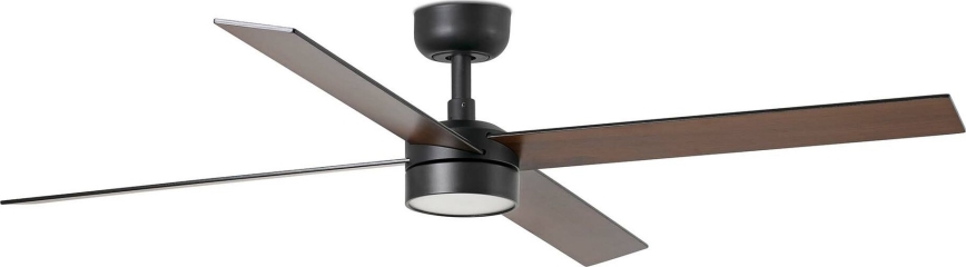 FARO 34356WT-1TW - Dimmbarer LED-Deckenventilator RUDDER L LED/18W/230V 2700/4350/6000K braun/schwarz d 132 cm Wi-Fi Tuya + Fernbedienung