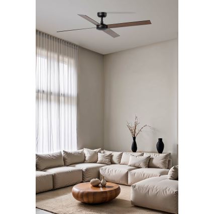 FARO 34356WT - Deckenventilator RUDDER L braun/schwarz d 132 cm Wi-Fi Tuya + Fernbedienung