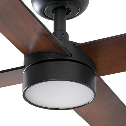 FARO 34356WT1S - LED-dimmbarer Deckenventilator RUDDER L LED/18W/230V 2700/3000/4000K Ø 132 cm braun/schwarz Wi-Fi Tuya + Fernbedienung