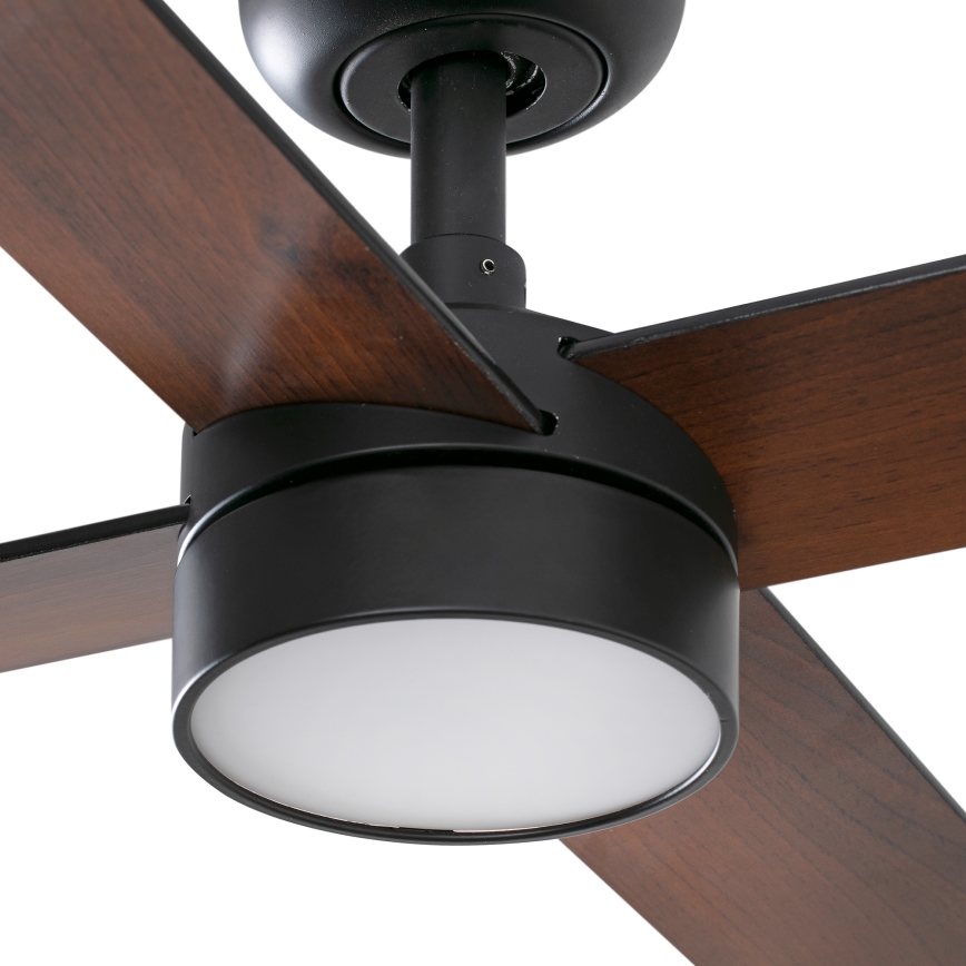 FARO 34356WT1S - LED-dimmbarer Deckenventilator RUDDER L LED/18W/230V 2700/3000/4000K Ø 132 cm braun/schwarz Wi-Fi Tuya + Fernbedienung