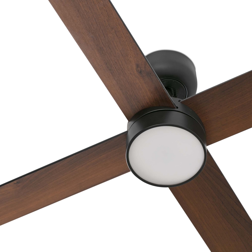 FARO 34356WT1S - LED-dimmbarer Deckenventilator RUDDER L LED/18W/230V 2700/3000/4000K Ø 132 cm braun/schwarz Wi-Fi Tuya + Fernbedienung