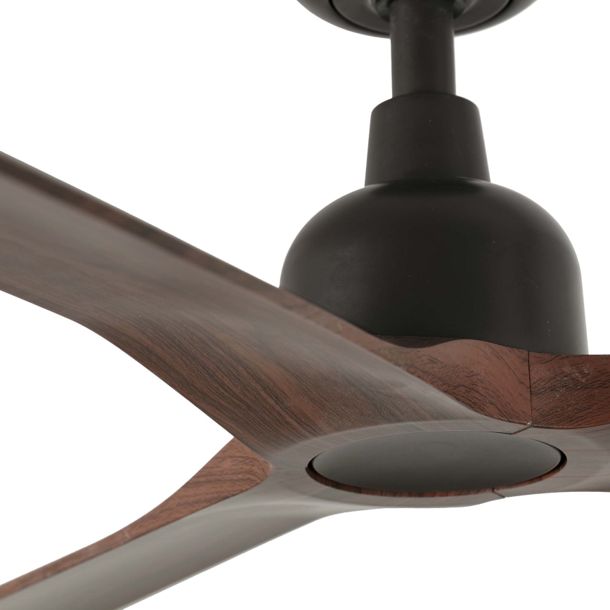 FARO 34362WT - Deckenventilator OUTWOOD L braun/schwarz d 150 cm Wi-Fi Tuya IP44 + Fernbedienung