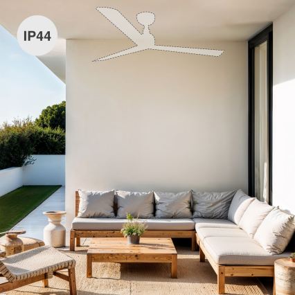FARO 34372WT - Deckenventilator MARINE M Ø 125 cm braun/schwarz IP44 Wi-Fi Tuya + Fernbedienung