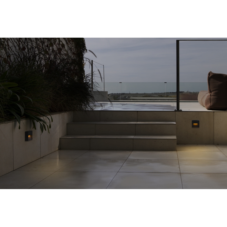 FARO 71963 - LED-Treppenleuchte DUNE LED/3W/230V 2200/2700/3200/4000K IP65 Anthrazit, quadratisch