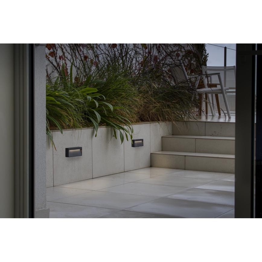 FARO 71966 - LED-Treppenleuchte DUNE LED/6W/230V 2200/2700/3200/4000K IP65 Anthrazit, rechteckig