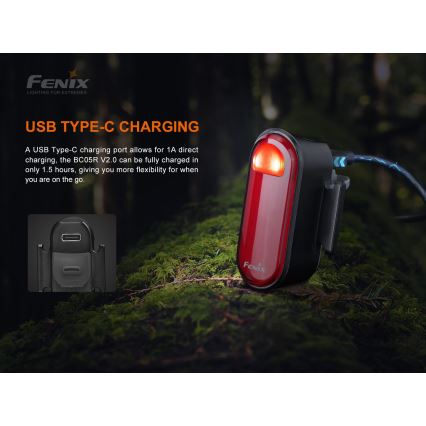 Fenix BC05RV20 - LED Wiederaufladbare Fahrradtaschenlampe LED/USB IP66