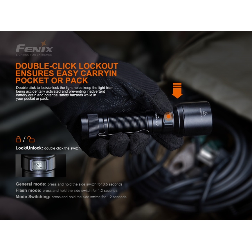 Fenix C7 - dimmbare, wiederaufladbare LED-Taschenlampe LED/1x21700 IP68 3000 lm 68 h