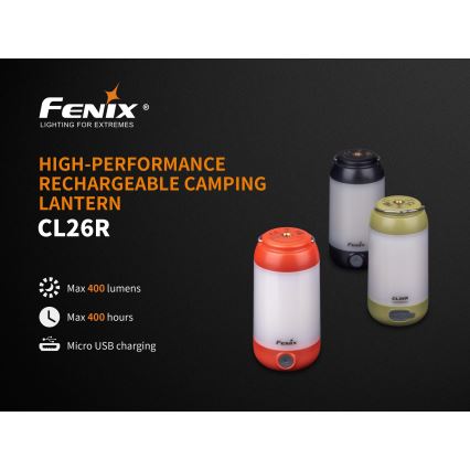 Fenix CL26RGREEN - Dimmbare, tragbare Akku-LED-Leuchte LED/USB IP66 400 lm 400 h grün