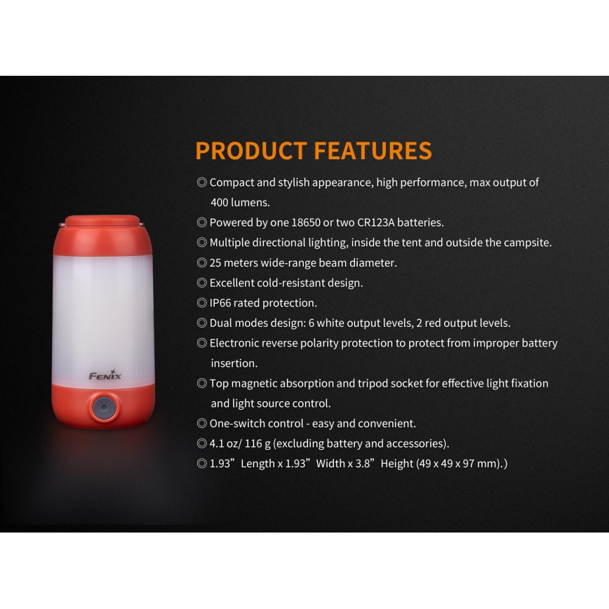 Fenix CL26RGREEN - Dimmbare, tragbare Akku-LED-Leuchte LED/USB IP66 400 lm 400 h grün