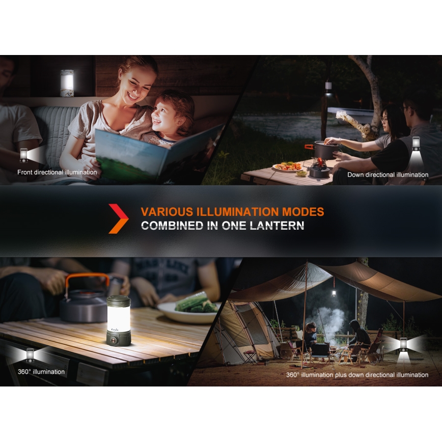 Fenix CL26RPROCAM - Dimmbare LED-Leuchte (tragbar und wiederaufladbar) LED/USB IP66 650 lm 408 h grau