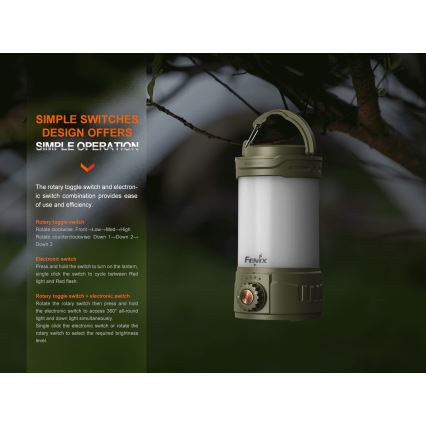 Fenix CL26RPROCAM - Dimmbare LED-Leuchte (tragbar und wiederaufladbar) LED/USB IP66 650 lm 408 h grau