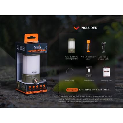 Fenix CL26RPROCAM - Dimmbare LED-Leuchte (tragbar und wiederaufladbar) LED/USB IP66 650 lm 408 h grau