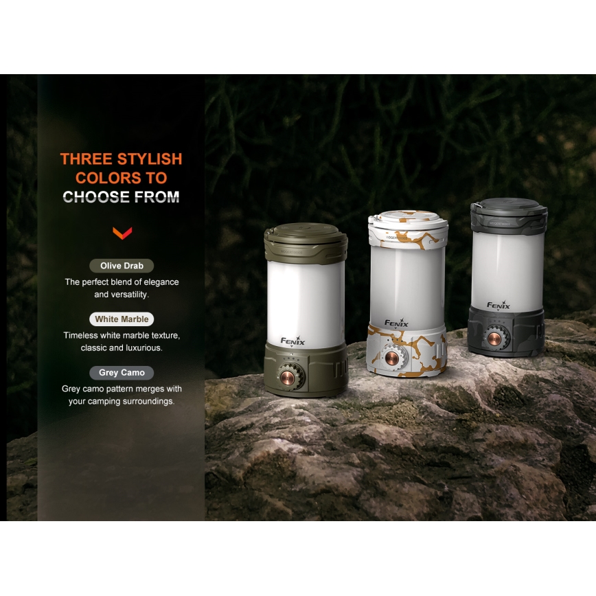 Fenix CL26RPROCAM - Tragbare, aufladbare LED-Leuchte mit Dimm-Funktion LED/USB IP66 650 lm 408 h 5000 mAh grau