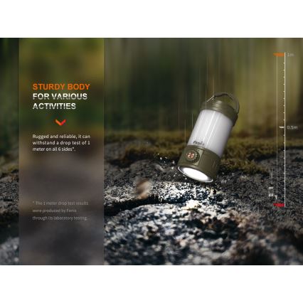 Fenix CL26RPROCAM - Tragbare, aufladbare LED-Leuchte mit Dimm-Funktion LED/USB IP66 650 lm 408 h 5000 mAh grau