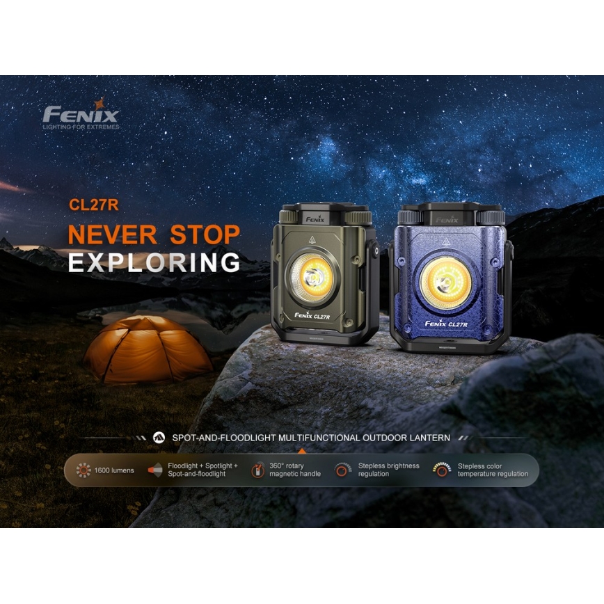 Fenix CL27RGRE - Dimmbare, wiederaufladbare LED-Leuchte LED/USB IP66 1600 lm 285 h