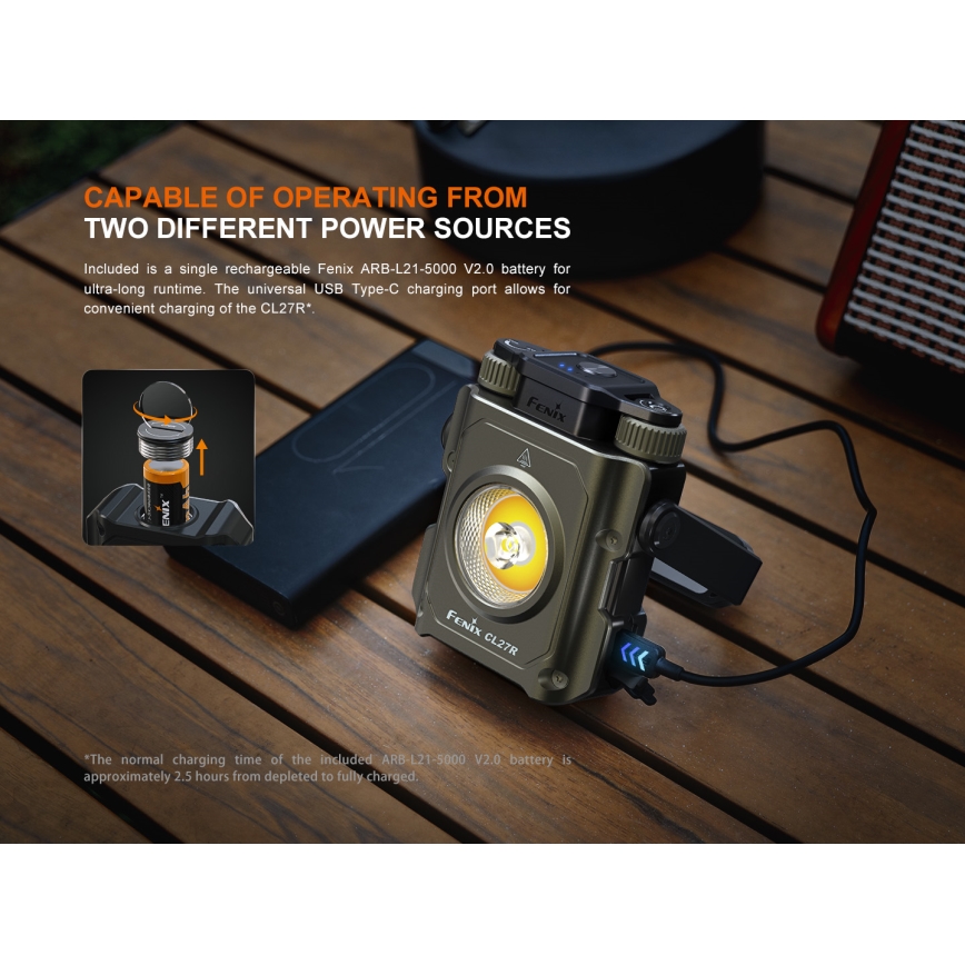 Fenix CL27RGRE - Dimmbare, wiederaufladbare LED-Leuchte LED/USB IP66 1600 lm 285 h