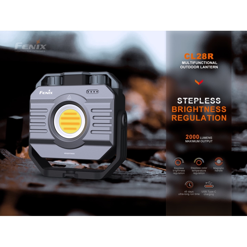 Fenix CL28R - Dimmbarer, aufladbarer LED-Strahler mit Powerbank LED/USB IP66 2000 glänzend 360 h 10000 mAh