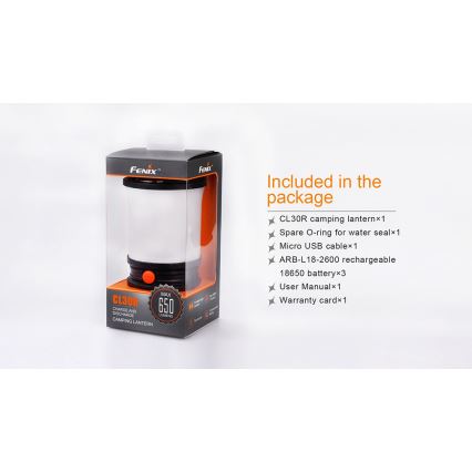 Fenix CL30R - Tragbare, aufladbare LED-Leuchte LED/USB/6xCR123A IPX7 650 lm 300 h 2600 mAh