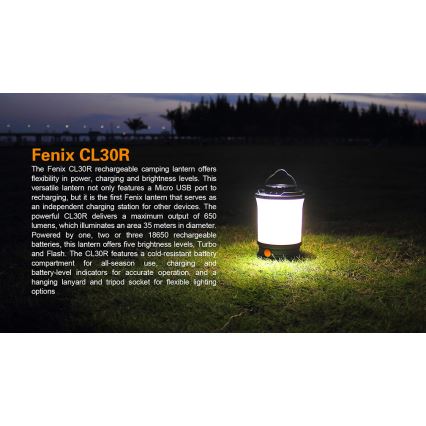 Fenix CL30R - Tragbare wiederaufladbare LED-Leuchte LED/USB IPX7 650 lm 300 h