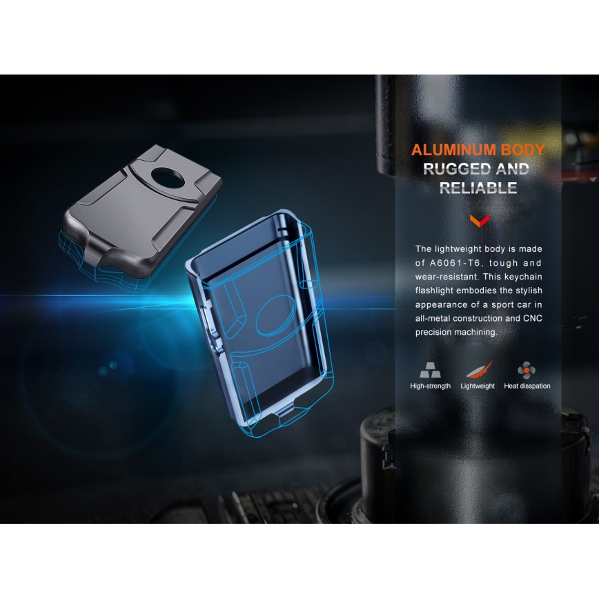 Fenix E03RV20GREY - Aufladbare LED-Taschenlampe LED/USB IP66 500 glänzend 30 h 400 mAh