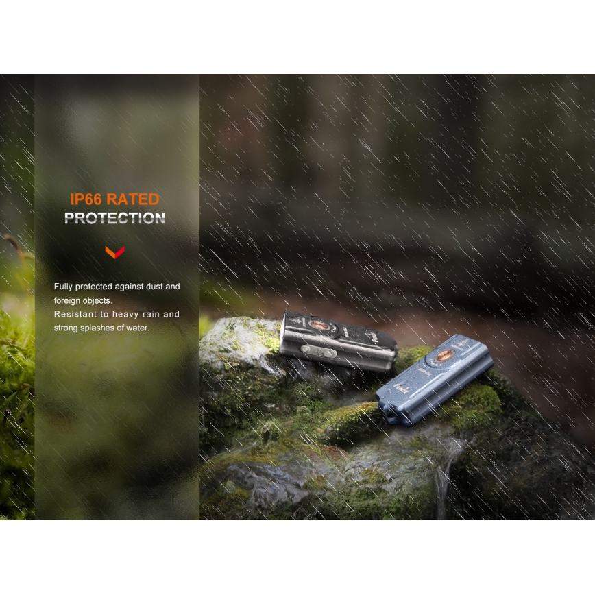 Fenix E03RV20GREY - Aufladbare LED-Taschenlampe LED/USB IP66 500 glänzend 30 h 400 mAh