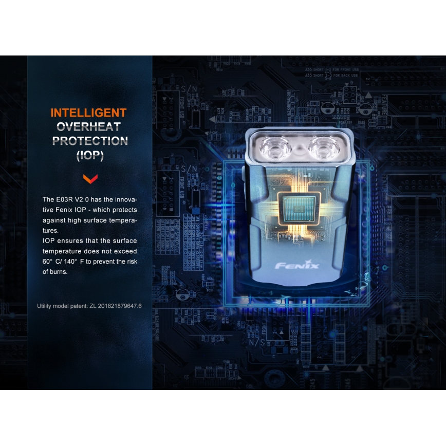 Fenix E03RV20GREY - Aufladbare LED-Taschenlampe LED/USB IP66 500 glänzend 30 h 400 mAh