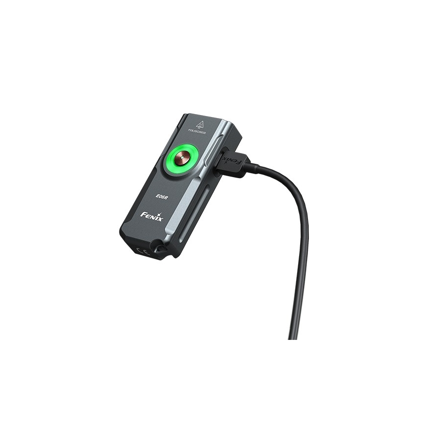 Fenix E06RGRY - Dimmbare, aufladbare LED-Taschenlampe UV LED/USB IP66 700 glänzend 60 h grau