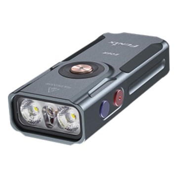 Fenix E06RGRY - Dimmbare, aufladbare LED-Taschenlampe UV LED/USB IP66 700 glänzend 60 h grau